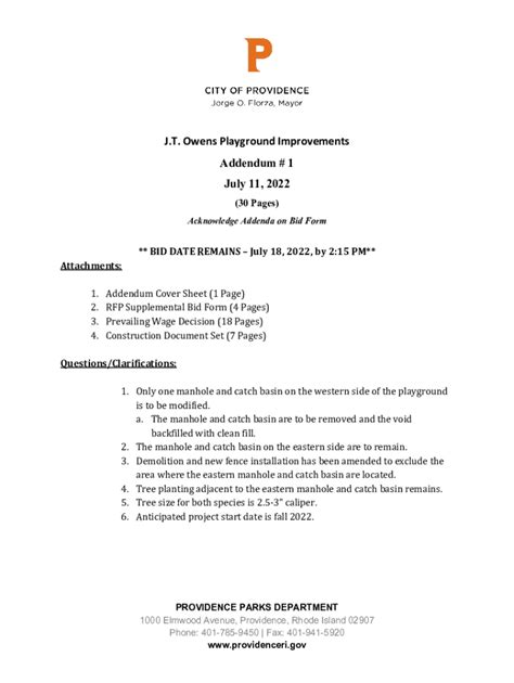 Fillable Online Addendum to the College Park Demolition Project ...