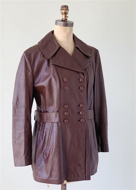 Vintage 1960s Leather Car Length Trench Coat - Raleigh Vintage