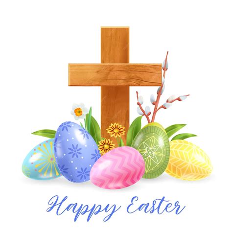 Premium Vector | Realistic easter christian cross composition with ...