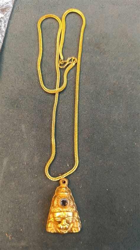 Gold Hanuman Chalisa Locket with Chain – Spiritual Yantra Pendant ...