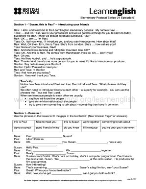 Fillable Online Section 1 - Susan, this is Paul introducing your ...