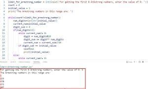 Armstrong Number Program in Python Strin Input 的图像结果