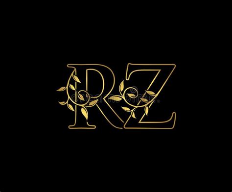 Luxury Letter RZ Vintage Gold Floral Logo Stock Illustration ...
