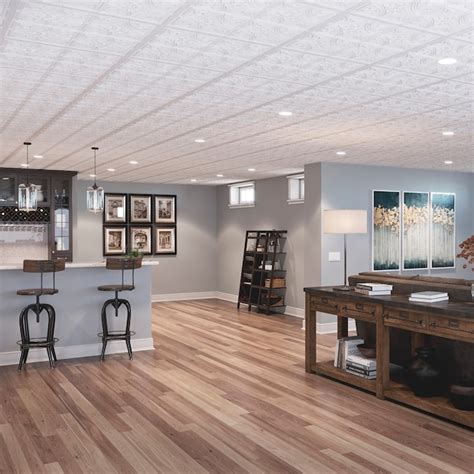 Genesis 2-ft x 2-ft Antique White PVC Drop Ceiling Tile ( 4-Sq. Feet ...