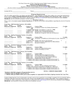 Fillable Online Program of Study Acknowledgment for Fall 2021 ...
