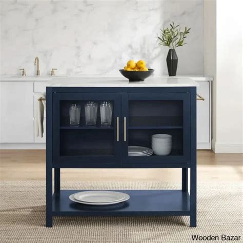 Alexander-jay Marble Top Kitchen trolley cart cabinet kitchen island w