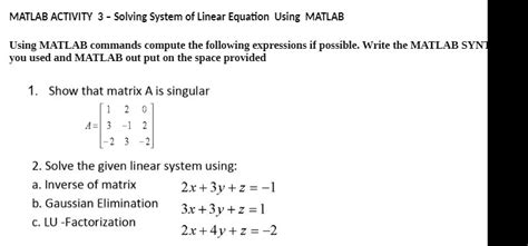 Image result for Solve Matrix MATLAB