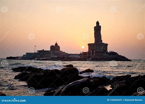 Sunrise Above the Sea Kanyakumari Comorin Cape India Stock Image ...