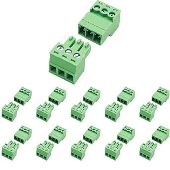 10 Set 3 Pin 3.81mm Pitch Screw Terminal Block Connector for 28-16AWG ...