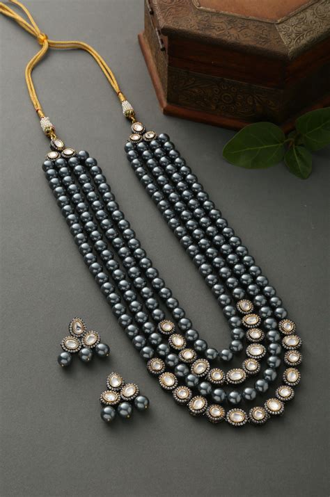 Chandni Layered Polki And Pearls Necklace Set – Paisley Pop Shop