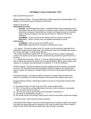 AEI Shipper's Letter of Instruction - Blank Fillable Template | Fill ...
