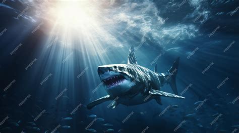 Premium AI Image | A predator great white shark swimming in the ocean - predators of great white sharks