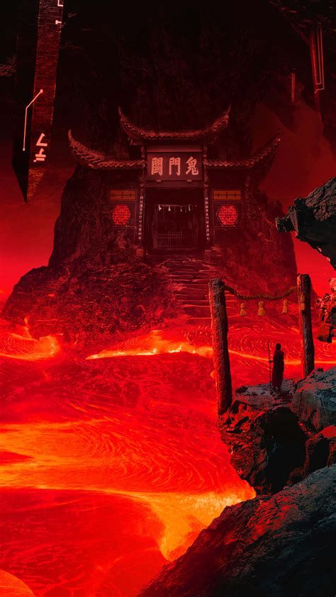 Download Japanese Style Building In Hell Background | Wallpapers.com