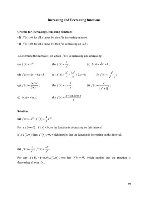 Image result for Increasing and Decreasing Functions Trick