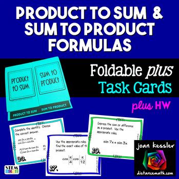 Trigonometry Product to Sum Identities Activities by Joan Kessler