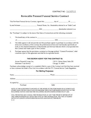 2005-2026 Form Revocable Preneed Funeral Service Contract - Fill Out ...