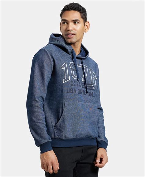 Buy Super Combed Cotton Rich Hoodie Sweatshirt with Ribbed Cuffs - Navy ...