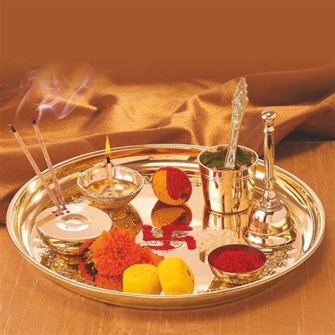 Borosil Brass Puja Thali Set | Aarti Thali for Mandir | Pooja Thali ...