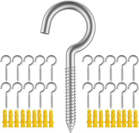 Amazon.com: YAIRMIS 20pc 304 Stainless Steel Heavy Duty Screw Hooks, 2 ...