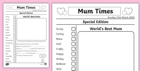 Mother's Day Newspaper Card Template