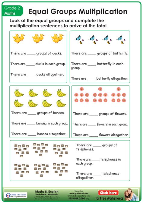 Equal Groups Multiplication Worksheet Multiply Using Equal Groups