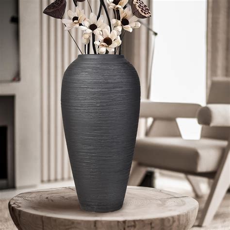 Amazon.com: GDSZJLJ Black Rustic Ceramic Vase Vintage Flower Vase,13.4 ...