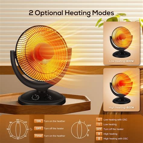 COWSAR Up to 800-Watt Radiant Parabolic Dish Indoor Electric Space ...