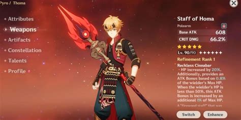 Best Genshin Thoma Weapons & ATK Combo For DPS & Supporter