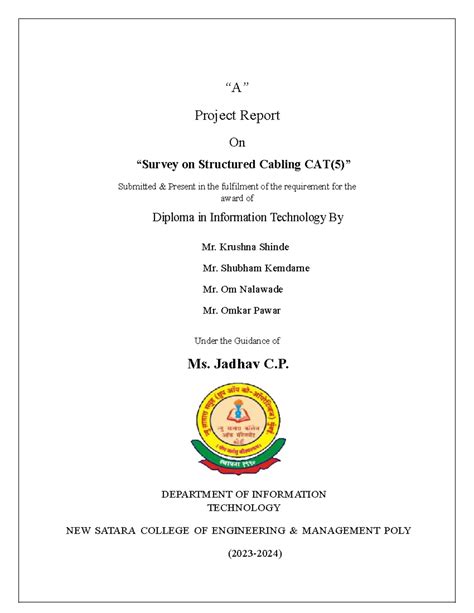 computer network - “A” Project Report On ####### “Survey on Structured ...