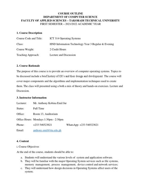 Image result for Operating System Course Outline