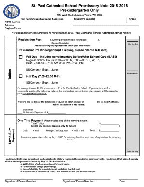Fillable Online stpaulsch Pre K Promissory Note 2015-2016 - St. Paul ...