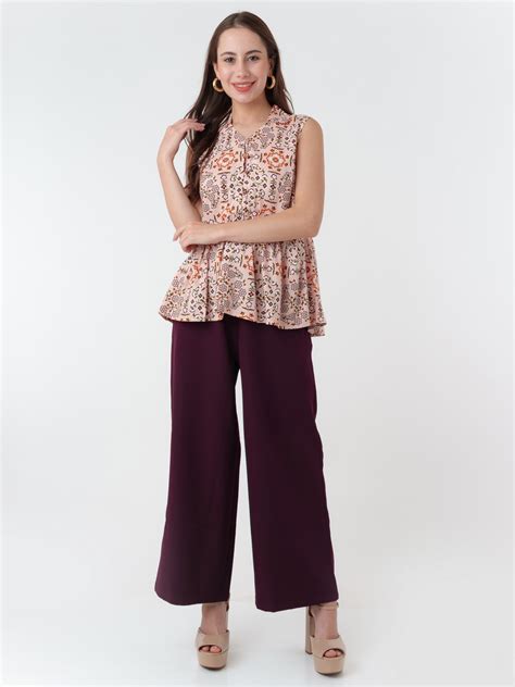 Buy Peach Printed Top - Zink London
