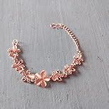Om Jewells Valentine Gift Rose Gold Plated Pink Flowers Link Chain ...