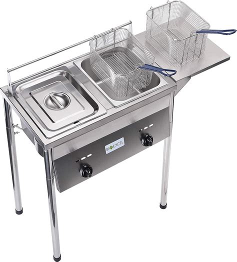 Buy Bioexcel SS22 Two-Tank Outdoor Deep Fryer-Adjustable Temperature ...