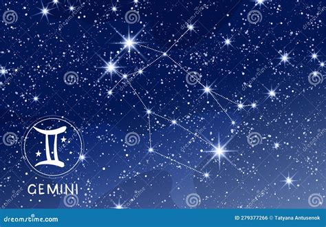 Gemini Constellation Gemini Star Constellation, Night Sky,