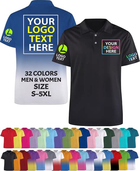 Amazon.com: Custom Polo Shirts for Men Women Design Your Own Text Logo ...