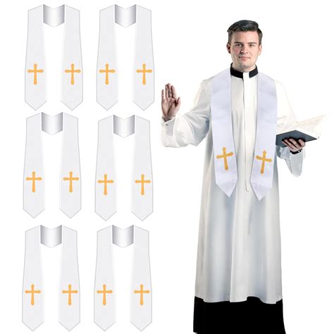Buy Wesiti 6 Pcs Clergy Stole White Church Confirmation Stole Pastor ...