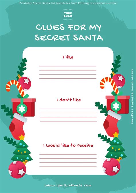 Free Printable Secret Santa Templates