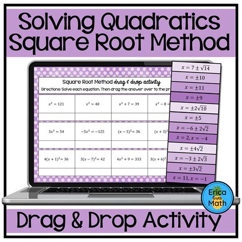 Solving Quadratic Equations by Square Root Method Digital Activity Drag ...