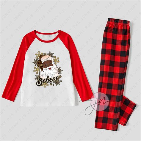 Merry Christmas Black Santa Pajamas For Adults - Family Christmas ...
