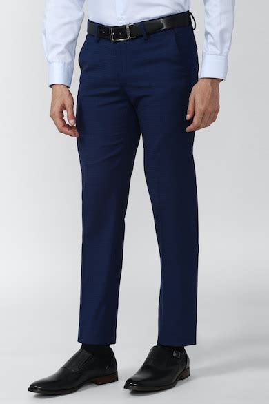 Buy Men Navy Solid Neo Slim Fit Formal Trousers Online - 742230 | Peter ...