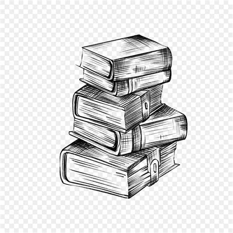 Stack Of Books Hd Transparent, Sketch Vintage Classical Books Book ...