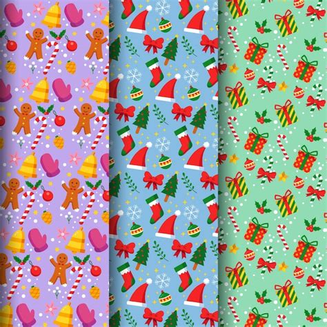 Flat design christmas pattern collection | Free Vector