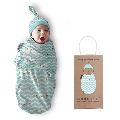 Polka Tots Wave Print Swaddle wrap with Cap - Blue – PolkaTots.in