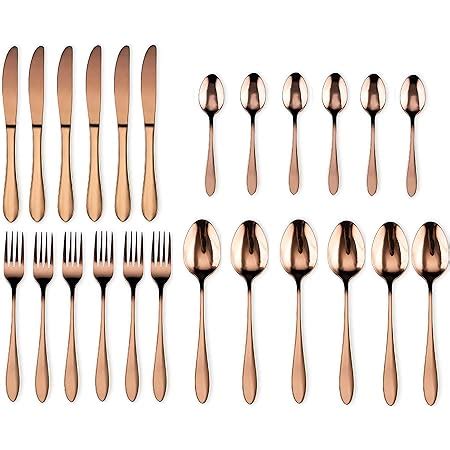 Star Work 24 Piece Cutlery Set | Gold Coated Stainless Steel Grade 304 ...