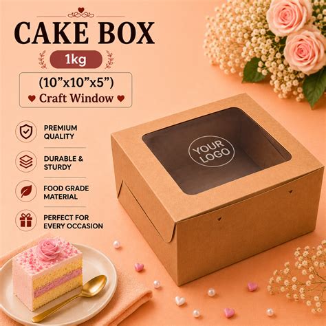 Cake Box - 1Kg - 10"x10"x5" - Craft Window – Rama Packaging