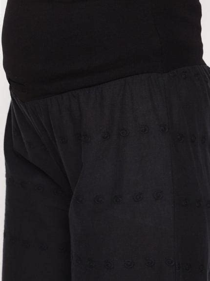 Maternity Cotton Palazzo Pants- Black