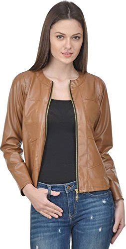 Buy Raabta Fashion Women Beige Full Faux Leather Jacket at Amazon.in