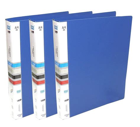 DishanKart 2D Ring Binder File Folder - A4 Size - Blue - (Pack of 3 ...