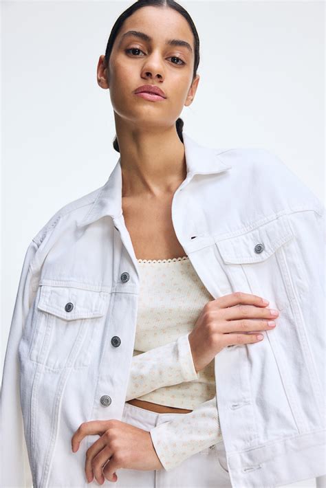 Picot-trimmed cotton top - Cream/Floral - Ladies | H&M IN